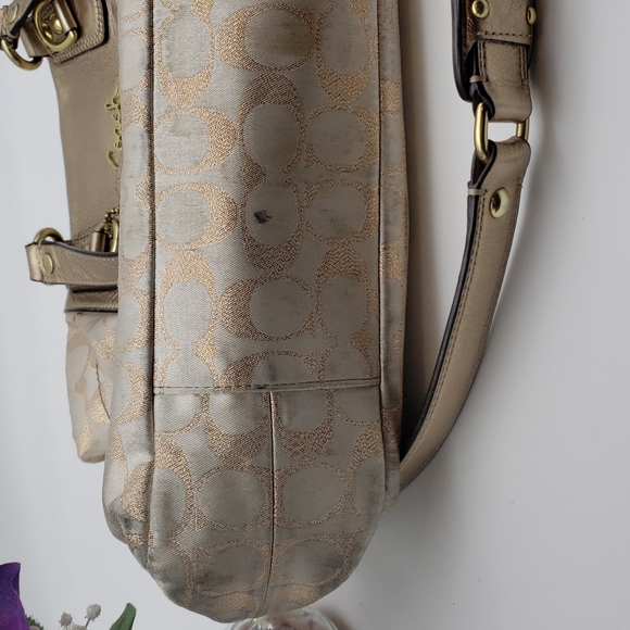 VINTAGE COACH gold and cream handbag - Picture 5 of 7
